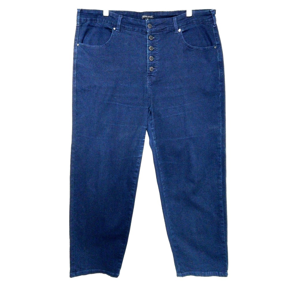 Universal Standard Button Fly Front Jeans Womens 18 Tapered Stretch Denim 41x29